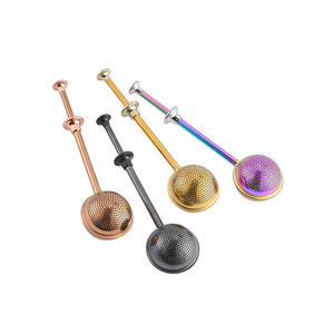 Premium metal ball <b>tea</b> <b>infuser</b> long handle loose leaf <b>tea</b> strainer stainless steel reusable <b>tea</b> filter available in gold rose - Product Image 1
