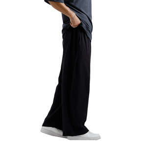 Pantalon de survêtement personnalisable pour homme 100 % coton molletonné, coupe ample, avec cordon de serrage, patchs effet vieilli, anti-boulochage, respirant - Product Image 3