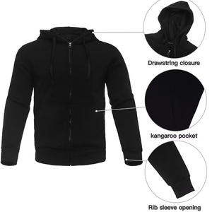 Men's Black Cotton Tracksuit Hoodie and Pants Set Full <b>Zip</b> <b>Hooded</b> Sweatshirt with Side Pockets Casual Autumn Wear Tracksuits - Product Image 4