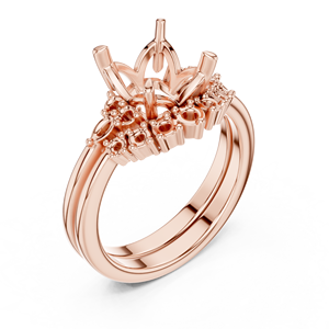 Anillo de compromiso de alta gama con diseño de montaña simple, elaborado con oro rosa macizo de 14 quilates, con engaste de cuatro puntas, a precio mayorista. - Product Image 3