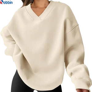 Sudadera con Capucha Holgada de Punto con Cuello en V para Mujer Tallas Grandes, Manga Larga, Transpirable, para Otoño, de Longitud Corta, la Más Vendida - Product Image 1