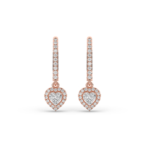 Boucles d'oreilles personnalisées en or 14 carats et 10 carats avec diamant de laboratoire de 0,828 carats, taille brillant cœur, style unique, légères, minimalistes, cadeau de bijoux - Product Image 6
