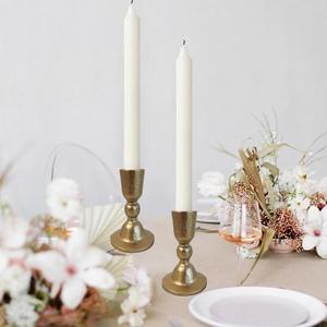 Ensemble de porte-bougies coniques en métal texturé doré de luxe, élégant support de bougie en aluminium moulé pour la décoration de centre de table de mariage - Product Image 4