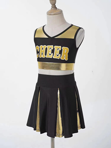 Ensemble d'uniformes de cheerleading violet et or, haut court et jupe à imprimé pailleté pour adolescentes - Product Image 4