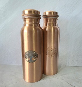ขวดน้ำทองแดงลายจักระ พกพาสะดวก พร้อมฝาปิด - Product Image 3
