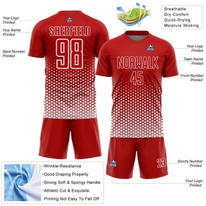 Nuevo Conjunto de Uniforme de Fútbol Personalizado con Colores y Logotipo, Camiseta y Pantalones Cortos de Fútbol para Jugadores, 100% Poliéster, Secado Rápido, Alta Calidad, 3D - Product Image 3