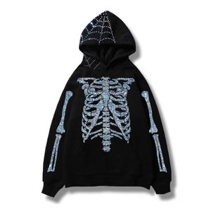 Sudadera con Capucha Personalizada con Pedrería para Hombre y Mujer, Sudadera Brillante, Ropa Urbana de Moda, Fabricante de Sudaderas con Capucha OEM ODM - Product Image 1