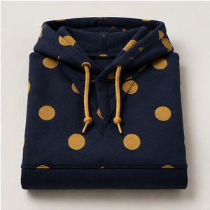 Sudadera con Capucha Personalizada Azul Medianoche para Mujer, Estilo Túnica Holgada, con Puntos Discretos, Felpa de Algodón Reciclado WPHOOD-0012 - Product Image 5