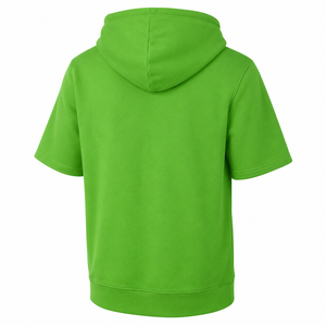 Sweat-shirt à capuche décontracté pour homme en molleton de coton à manches courtes, léger, pour l'extérieur, en coton mélangé basique - Product Image 6