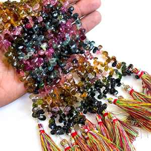 Cuentas facetadas de turmalina natural multicolor en forma de pera, 8x15 - 9x16 mm, cuentas de turmalina en forma de lágrima para joyería. - Product Image 5