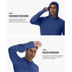 Vente en gros : T-shirt de pêche haute performance à manches longues avec capuche, sublimation, UPF 50, séchage rapide, protection UV, polyester pour l'extérieur - Product Image 5