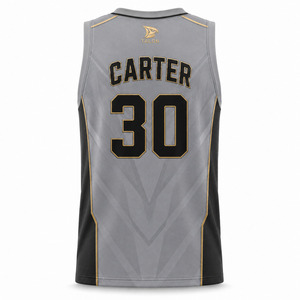 Camiseta de Baloncesto TALON Edición Torneo para Hombre, Cuello en V, Gris y Negro, Sublimada, Absorbe la Humedad, 100% Poliéster - Product Image 2