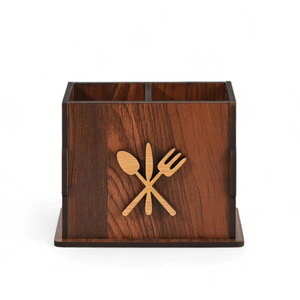 Wooden Cutlery Holder With 3 Compartments & Handle Multipurpose Silverware <b>Caddy</b> And Utensil Organizer For <b>Kitchen</b> Dining Table - Product Image 4