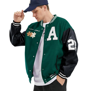 Blouson universitaire 2026 Design pour lycée, avec broderie personnalisée des initiales, col tricoté, style preppy, manteau bomber, manteau patchwork - Product Image 5
