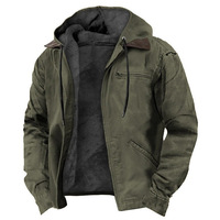 Parka d'hiver pour homme avec logo personnalisé OEM, doublure polaire, manteau long à capuche, poches zippées, veste décontractée en toile, grande taille