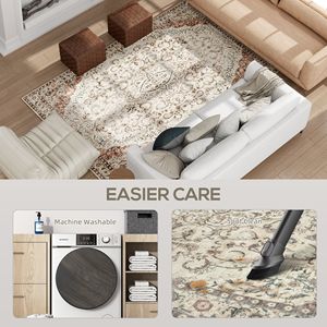 Tappeto a Pelo Lungo Lavabile in Lavatrice 4x6 Antiscivolo con Stampa Floreale Classica per Soggiorno e Camera da Letto - Product Image 5