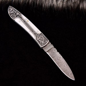 Damascus Steel Folding <b>Knife</b> Engraved Handle Vertical Carry Sheath <b>Pocket</b> <b>EDC</b> Hunting Camping Drop Point <b>Knife</b> Custom OEM <b>Knife</b> - Product Image 4