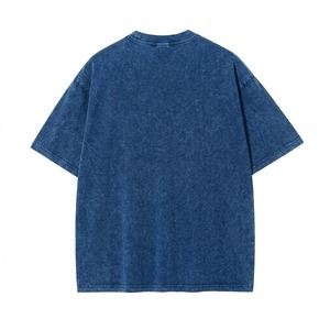 T-shirt surdimensionné personnalisé en coton délavé pour homme – Coupe ample, bleu vintage, style streetwear – Logo personnalisé, OEM, vente en gros - Product Image 5