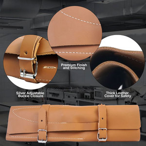 Ensemble de couteaux en acier Damas avec étui en cuir, couteaux de cuisine haute performance pour trancher, hacher, couper et préparer les aliments - Product Image 5