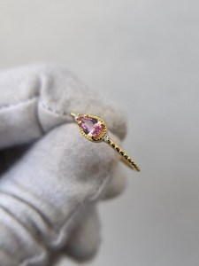 Anillo Sofisticado de Zafiro Rosa, Plata de Ley 925, Chapado en Oro de 14K, Zafiro Tallado en Forma de Pera, Anillo de Compromiso Vintage, Regalo - Product Image 3