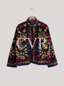 Prenda Exterior Casual de Otoño para Mujer, Talla Grande, con Cuello Mandarín, Manga Larga y Patrón Floral Bordado a Mano - Product Image 1