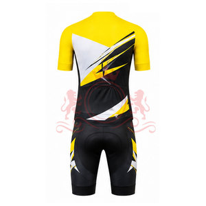 Conjunto de Jersey y Pantalones Cortos de Ciclismo para Hombre, Diseño Negro, Amarillo y Blanco, Manga Corta, Cierre Frontal con Cremallera, para Adultos - Product Image 3