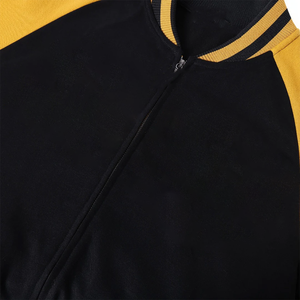 Chaqueta Deportiva de Felpa Alpha Black |   Chaqueta Bomber de Fraternidad |   Ropa Urbana Estilo Grecia con Bordados Escolares y Cintas, Efecto Frío - Product Image 3