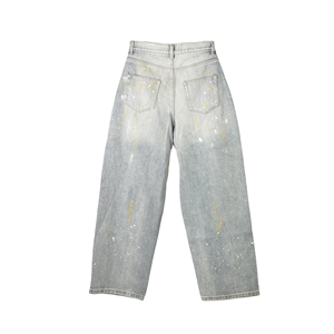 Jeans de Mezclilla de Cintura Media y Pierna Ancha con Lavado Decolorado, Ajuste Holgado, Algodón Transpirable, Ecológico, Ligero e Informal - Product Image 2