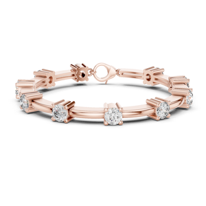 14K <b>Gold</b> Diamond Bracelet Round Cut 5.10mm 10 Stones Luxury Sparkle Elegant Wedding Party Fine Jewelry Gift Women - Product Image 1