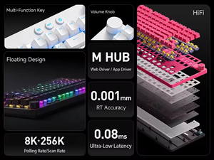 Clavier de jeu MCHOSE MiX 87 à effet Hall, taux de polling 8K, déclenchement rapide 0,001 mm, faible latence 0,08 ms, clavier mécanique à échange à chaud - Product Image 3