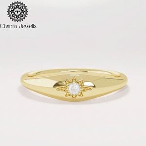 Charm Jewells Yellow Gold Moissanite Engagement Ring <b>Star</b> Shape Prong Setting Women's Classic Style IGI Certified 3 Gm - Product Image 1