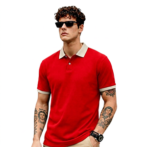 Chemise noire unie à manches courtes pour homme, col et poignets beiges, décontractée, en lin/coton tricoté, respirante, coupe classique, logo frontal, franges - Product Image 3