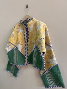 Indian Handmade Quilted Cotton <b>Kantha</b> <b>Jacket</b> For Women Crop <b>Jacket</b> - Product Image 4