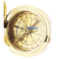 Boussole de poche nautique marine Five Star London en laiton poli gravé, bouton poussoir, imitation antique, faite à la main, haute qualité