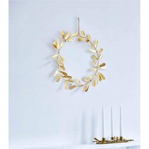 Rustic Metal Oak Leaf Wreath Handmade Iron Foliage Garland Verde Brass Front Door <b>Sign</b> Cottagecore Wall Decor - Product Image 2