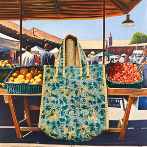 Bolso tote acolchado de algodón, hecho a mano en India, lavable, con cierre de cremallera, bolso de compras para mujer, bolsos de hombro para damas de la India. - Product Image 3