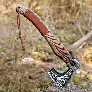 Hache Viking Traditionnelle de Haute Qualité en Acier Carbone, Fabriquée à la Main, Hache de Camping pour la Survie, Directement de l'Usine - Product Image 2