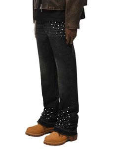Experience The Perfect Of High End Fashion With Intricate Stone <b>Work</b> On Our Exclusive Rhinestone Denim <b>Jeans</b> Pants For Men's - Product Image 4