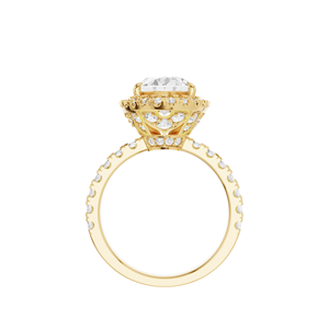 Elegante Anillo de Diamantes con Halo Ovalado Dorado, Piedra Central de 2.9 Quilates y 57 Diamantes Laterales, Certificado IGI, Regalo de Lujo para Bodas y Fiestas - Product Image 5
