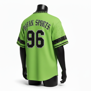 T-shirt 100% coton pour homme, coupe ample, imprimé, style baseball, en maille polyester respirante, vert, avec logo personnalisé appliqué. - Product Image 5