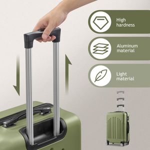 FCH 3-in-1 Gray Green Curved Vertical Stripe Trolley Case Practical 3-in-1 Luggage Set - Product Image 4