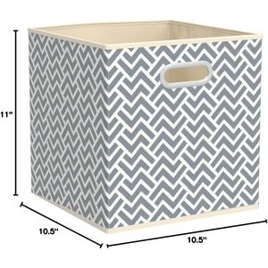 6-Pack Collapsible Cube Storage Organizer <b>Bins</b> 10.5 X 10.5 X 11 Inches Chevron <b>Grey</b> for Clothes Organization - Product Image 4
