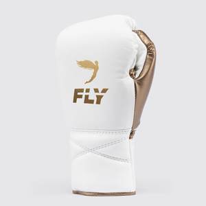 Genuine Leather Fly <b>White</b> Gold Boxing Gloves <b>Lace</b>-up Handmade Padding Oem Fly Sparring Gloves Professional Fight Gym Gloves - Product Image 6