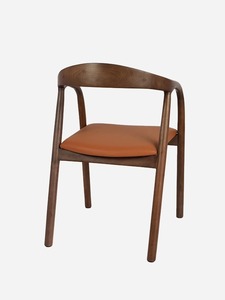Premium Wooden <b>Dining</b> Chair with Comfortable Leather Seat Modern Scandinavian <b>Dining</b> <b>Armchair</b> for Home Restaurant Cafe - Product Image 3