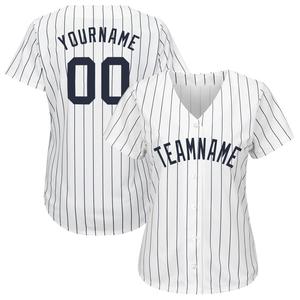 Maillot de baseball personnalisé à rayures fines, en polyester à séchage rapide, avec nom et numéro, uniforme d'équipe, maillot de sport à manches courtes, col en V pour adultes - Product Image 3