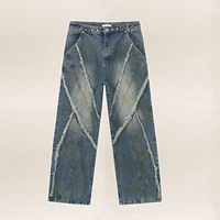 Jean pour homme coupe droite classique avec empiècements, style Hip Hop Streetwear, pantalon en denim pour skateboard, pantalon cargo