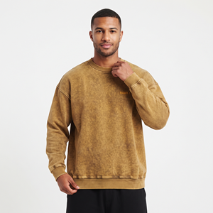 Sweat-shirt surdimensionné en coton délavé à l'acide avec logo personnalisé sur le devant pour homme, épaules tombantes, fourniture OEM ODM - Product Image 1