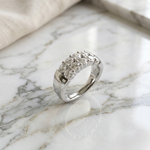 1.55CTW Round Cut Cluster Set Double Row <b>Statement</b> <b>Ring</b> - Product Image 2