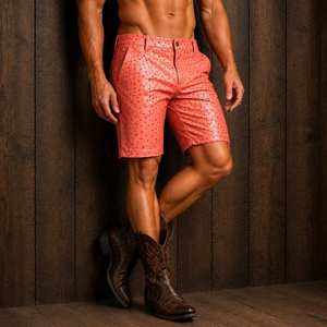 Pantalones Cortos de Cuero con Estampado de Avestruz, Estilo Vaquero y Motero, Unisex, Regalo de Lujo para Él, Secado Rápido, Transpirables, Tallas Grandes - Product Image 4