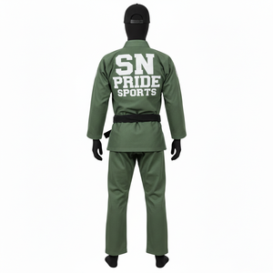 Uniforme de Jiu-Jitsu Brésilien (BJJ) personnalisé avec logo, tissu en coton, pour entraînement au combat au sol, avec ceinture. - Product Image 2